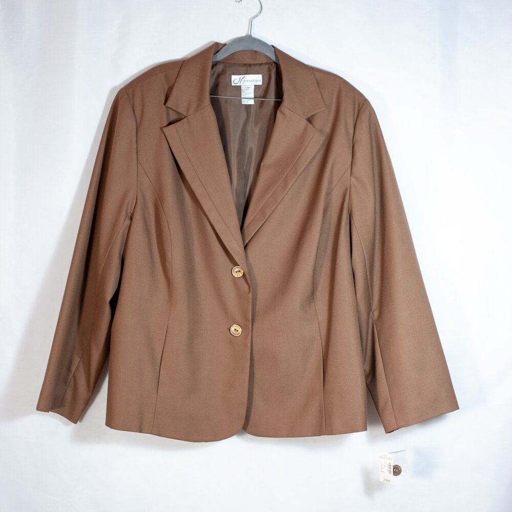 NWT Dressbarn Womens Blazer Suit Jacket Lapel Collar Camel Brown Size 24W
